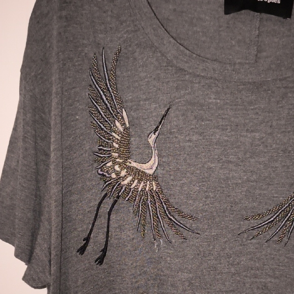 The Kooples Gray Embroidered Short Sleeve Tee - Picture 4 of 5